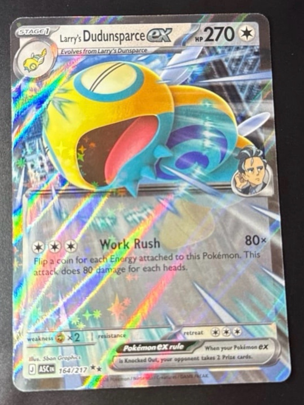 Larry’s Dudunsparce EX 164/217 Holofoil 2026 released Mega Evolution NM Card
